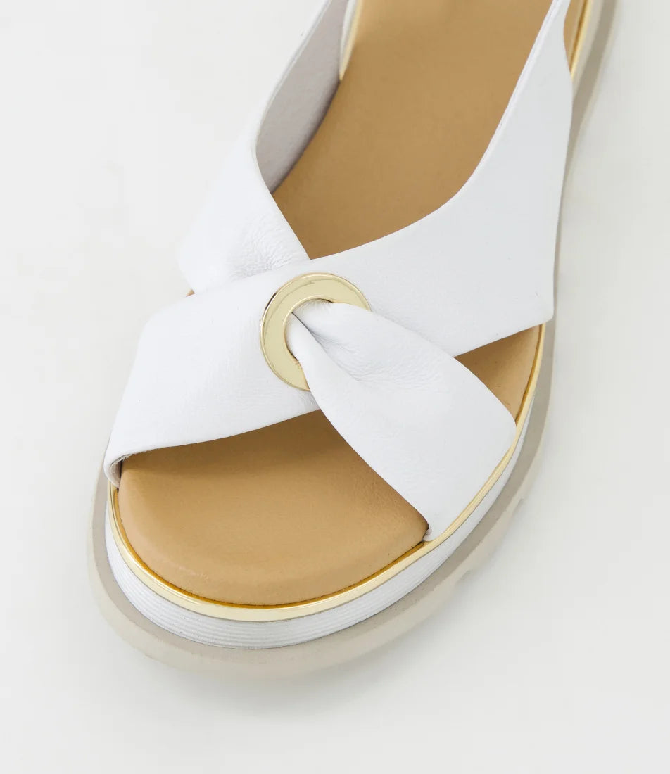 Django & Juliette Crystin White Leather Sandals