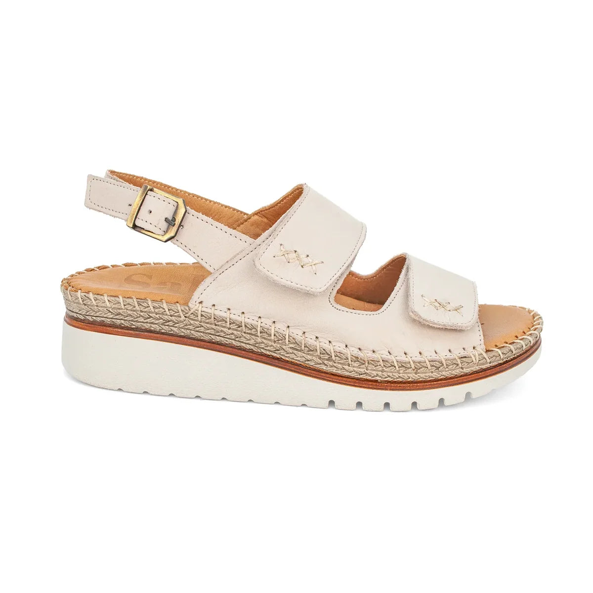 Sala Ocean Wedge Sandals in Silver Grey Leather