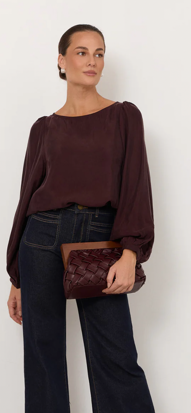 Adorne- Mae cupro plum skirt
