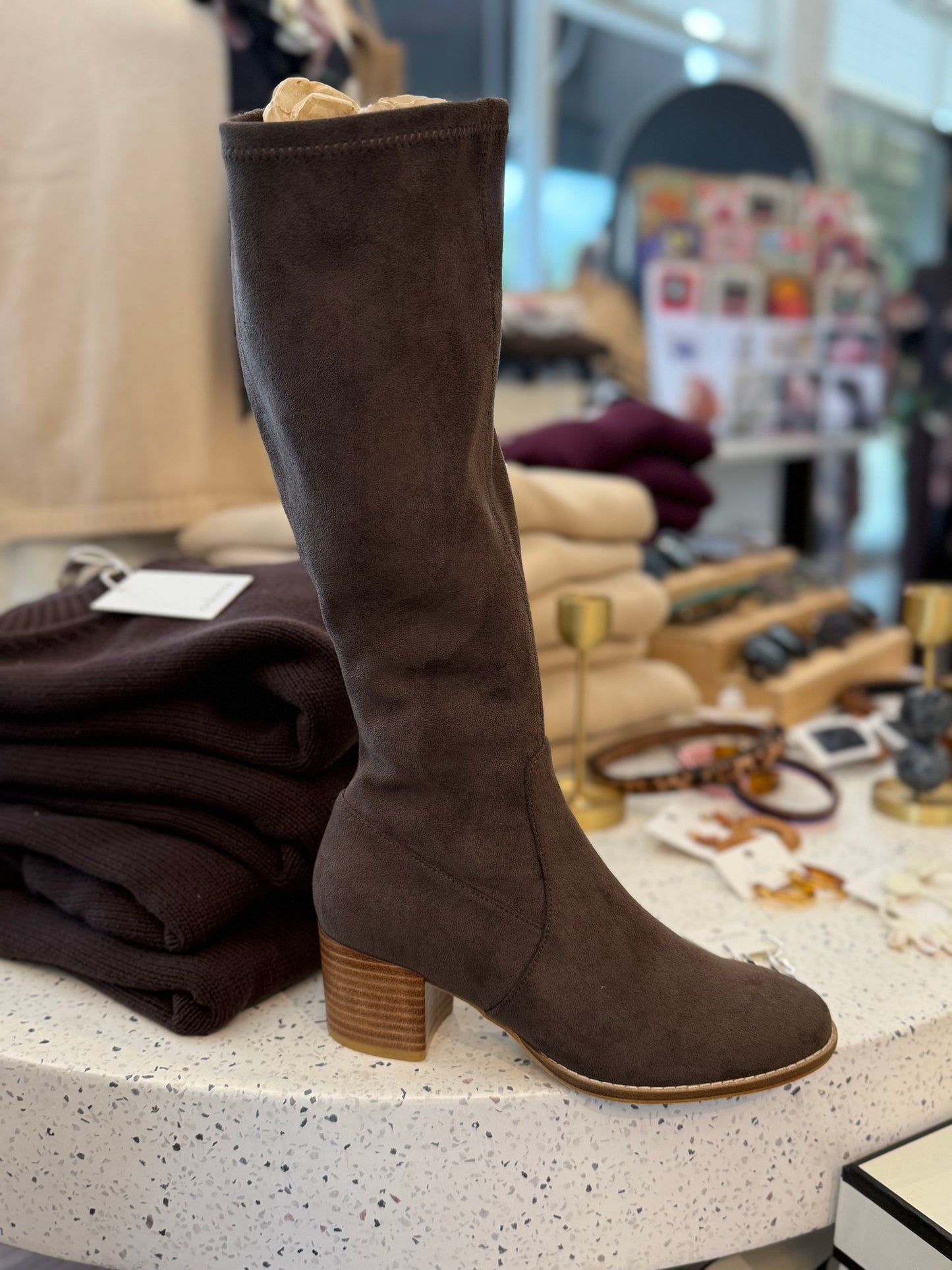 Django & Juliette Chocolate Suede Knee High Boots