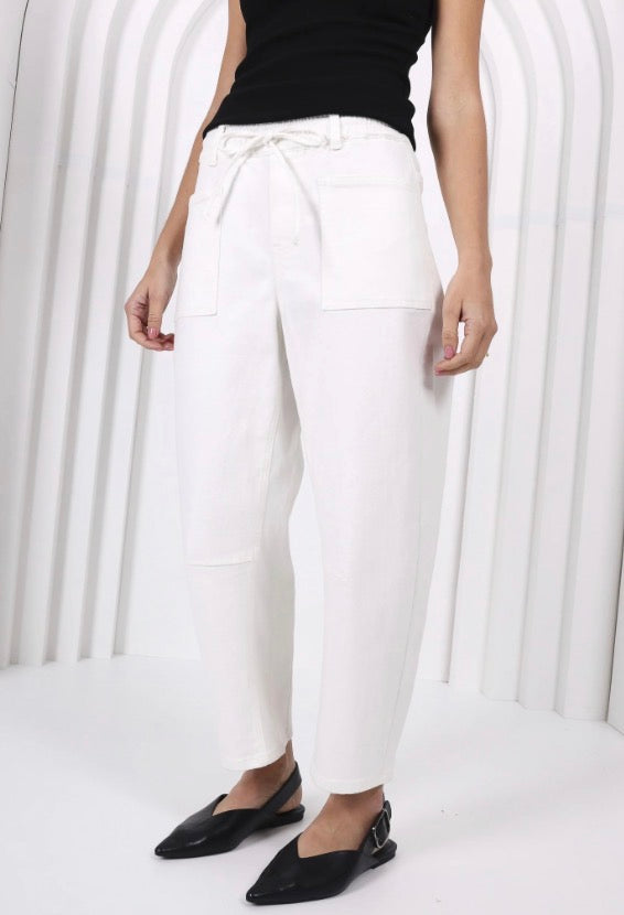 Monaco Leo barrel jeans white