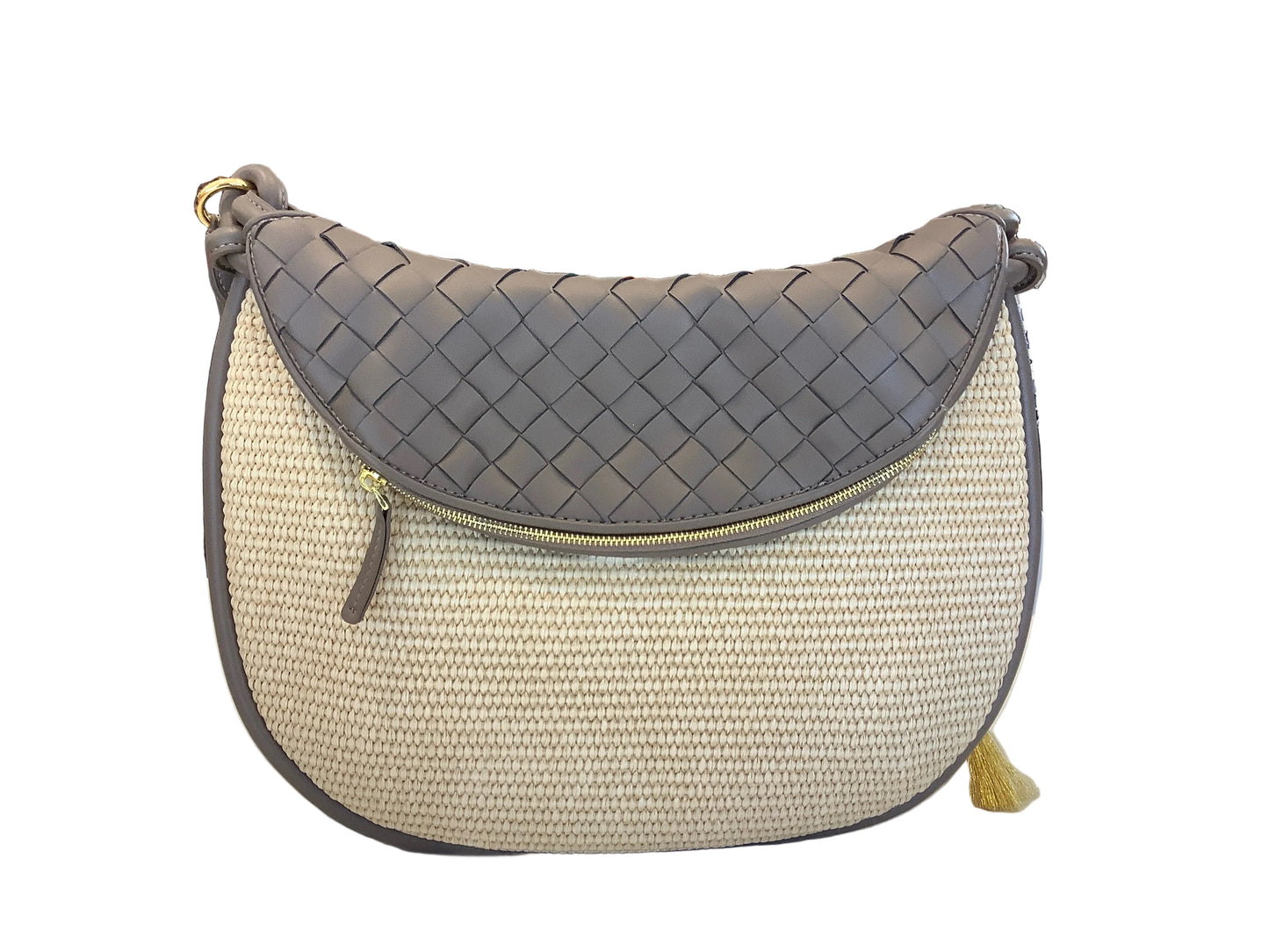 L’ORA D’ORO Camile Raffia Saddle Bag