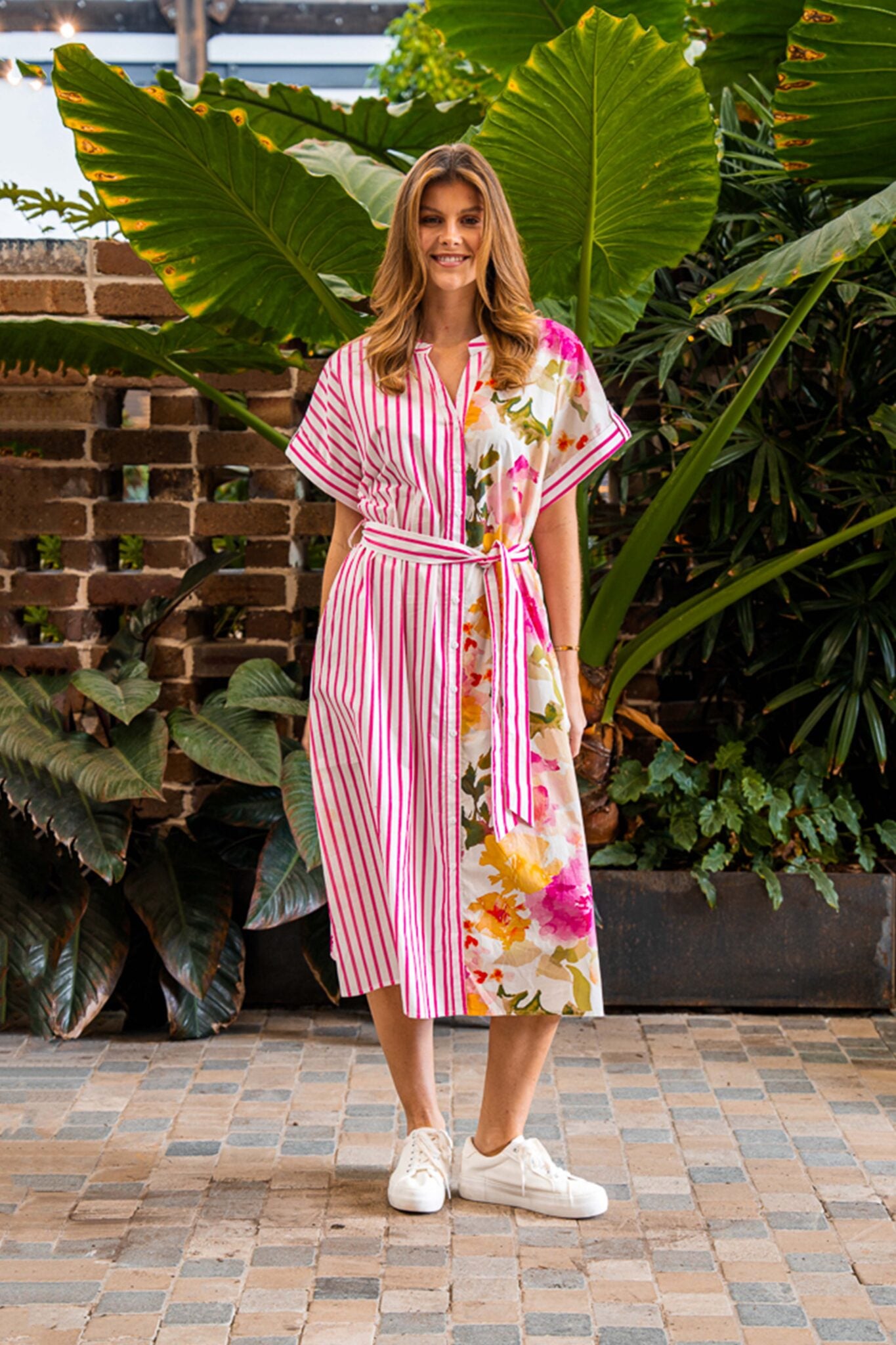 Boho Donnelly Stripe Floral Midi Dress