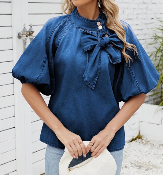 Mutig- Puff sleeve Bow Blouse