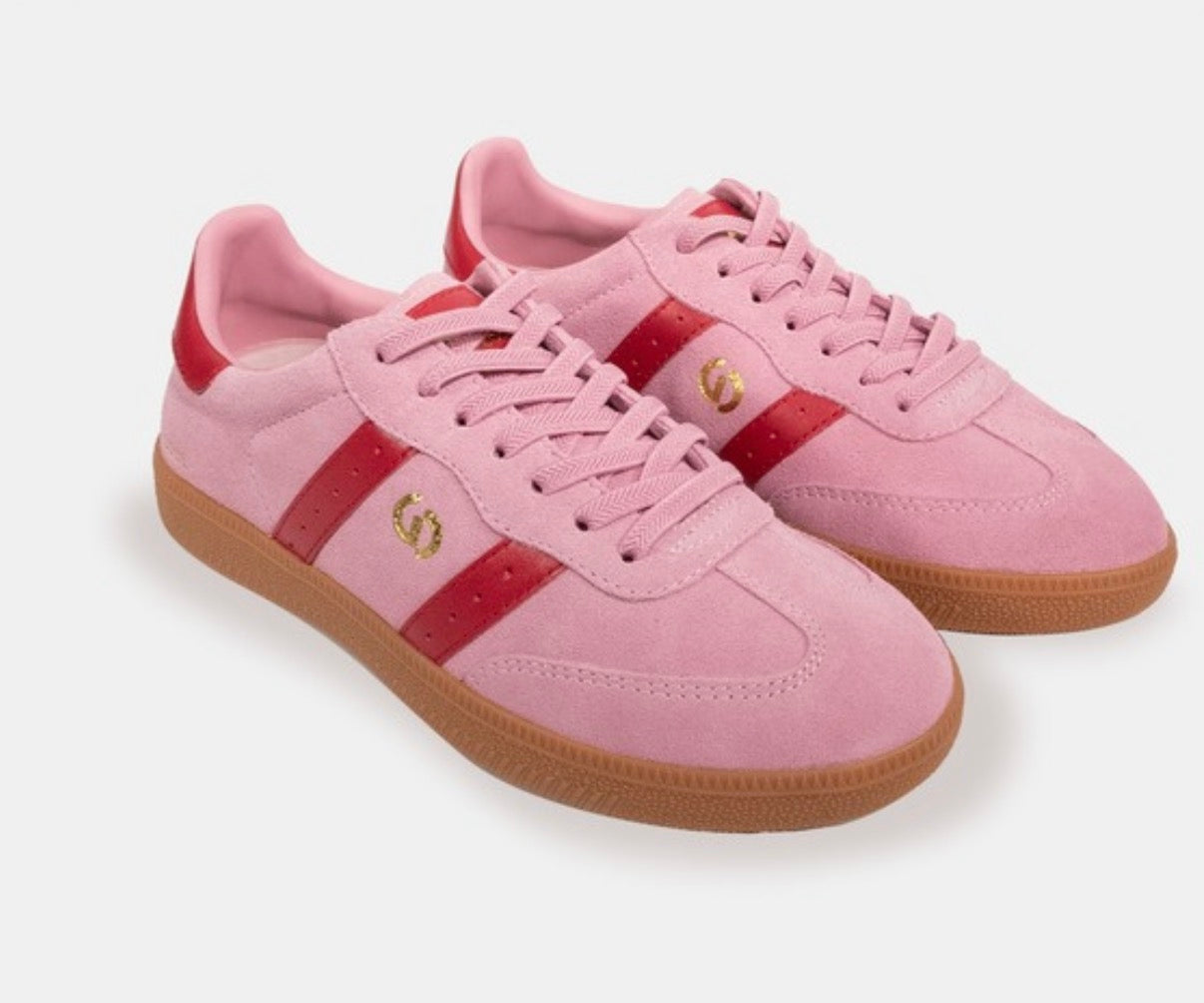 Goodsole Parallel Pink & Red Suede Sneakers