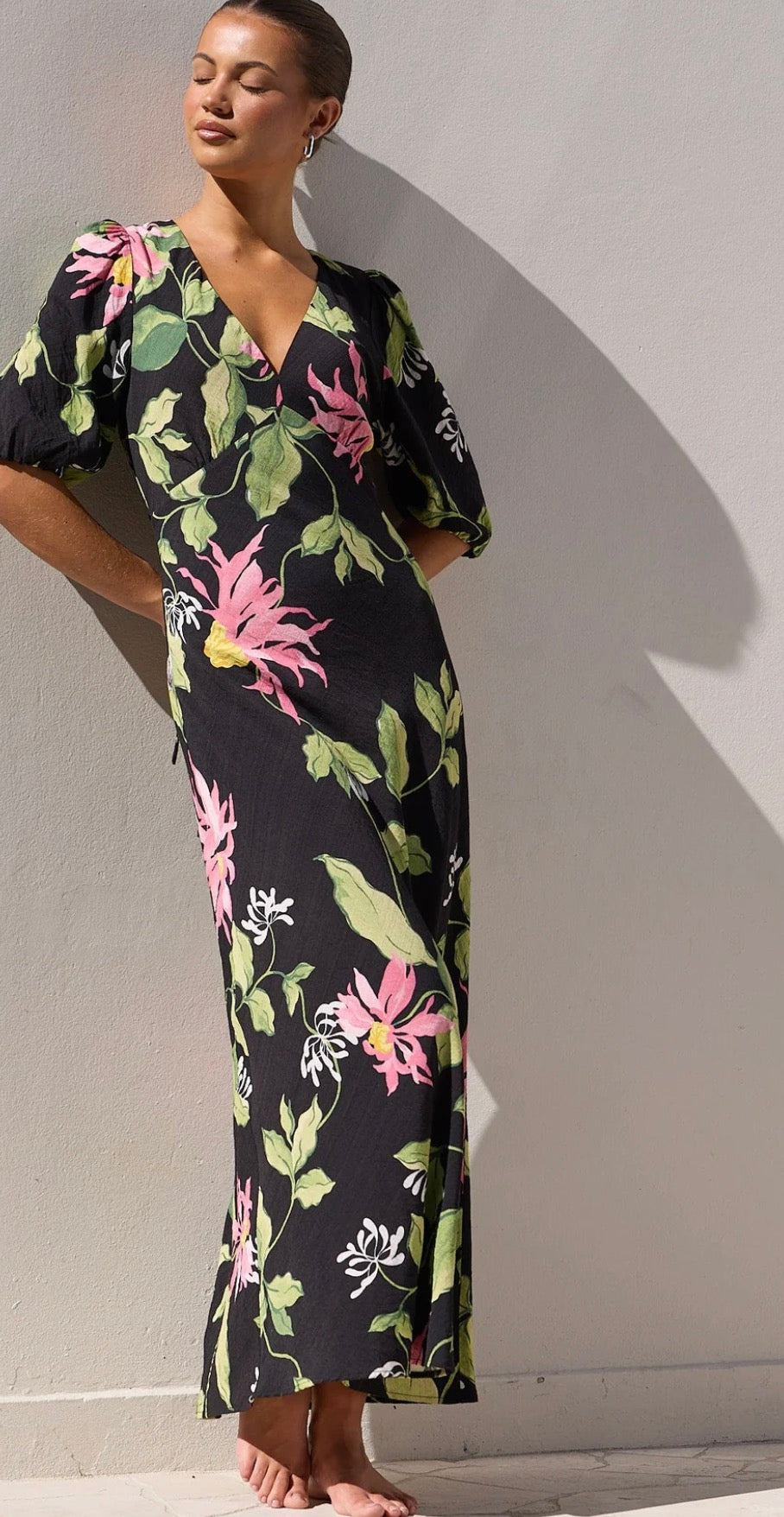 Among the Brave Amora Floral Maxi Dress Black Blush Floral