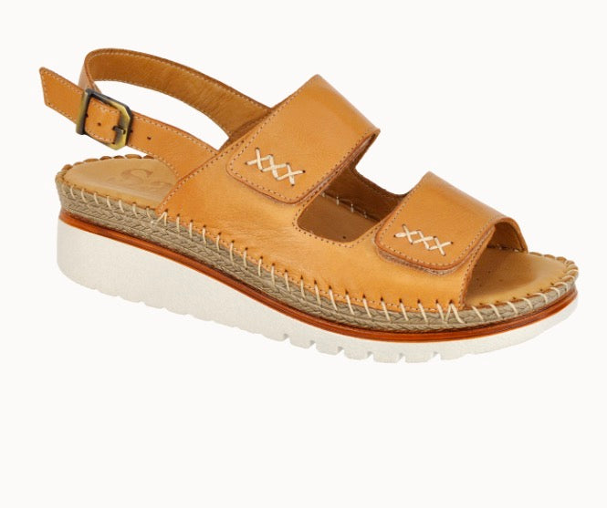 Sala Ocean Wedge Sandals in Coconut Tan Leather