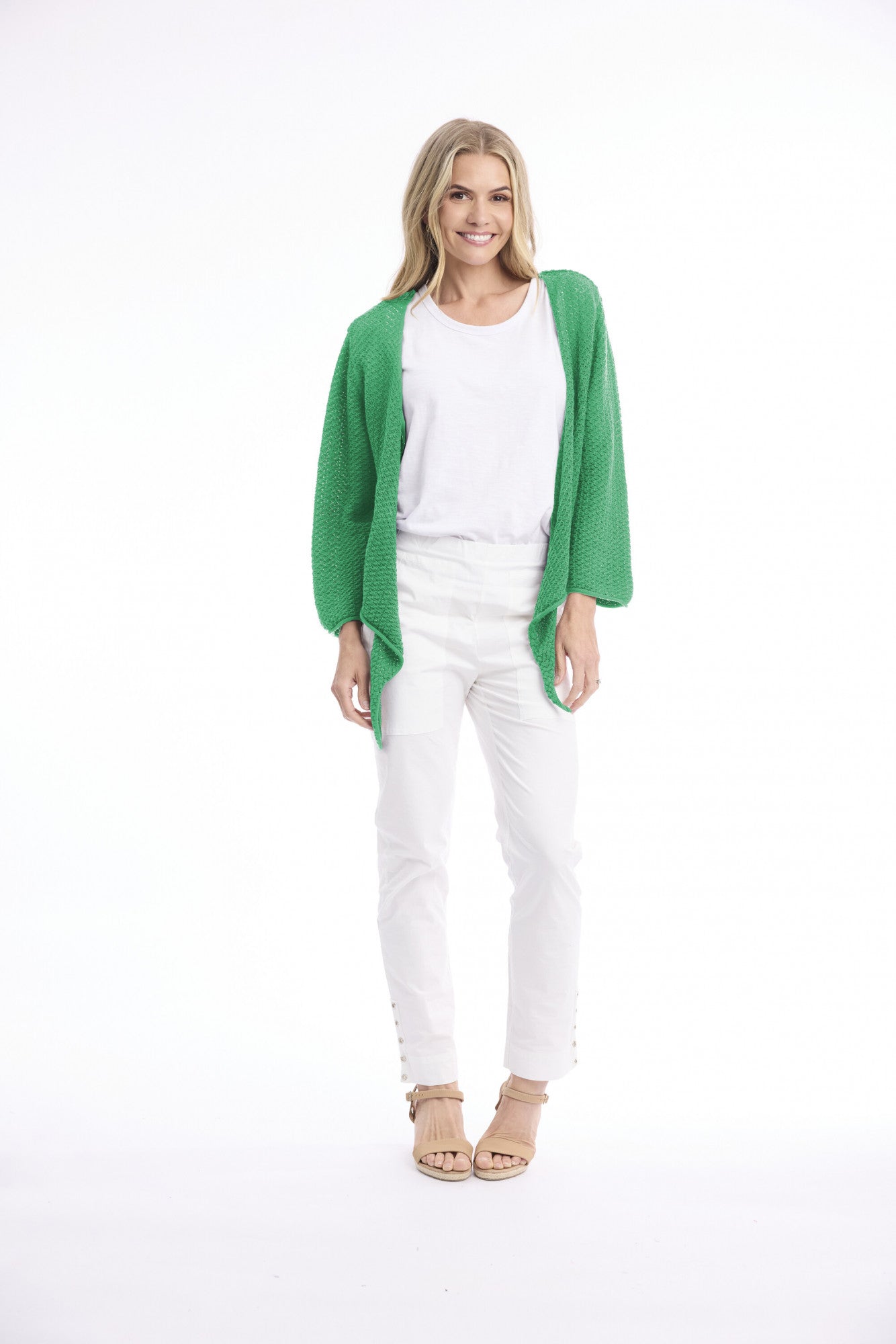 Orientique Knit Tie Shrug GREEN