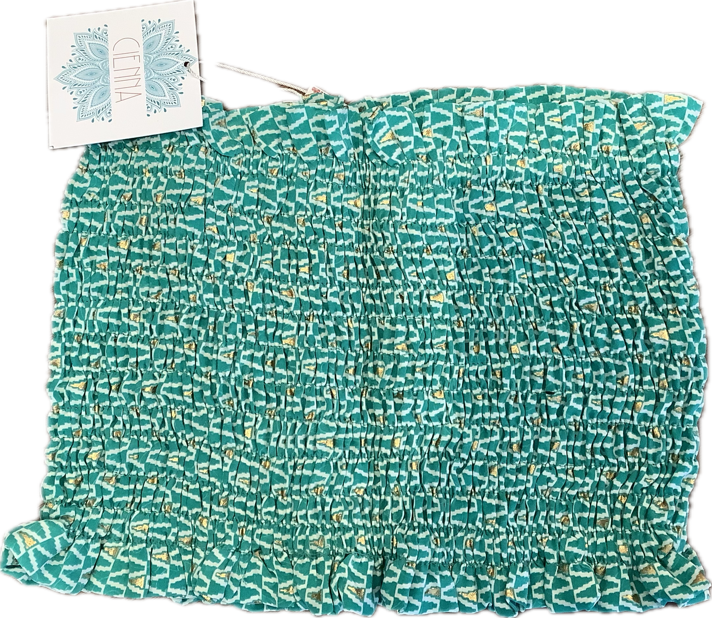 Green silk Bandeau Top
