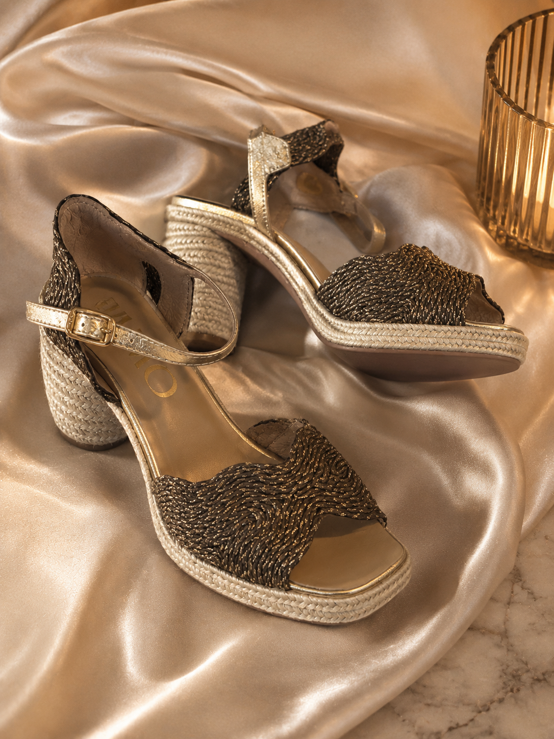 Gaimo Darian Raffia Shoe in Natural & Mocha