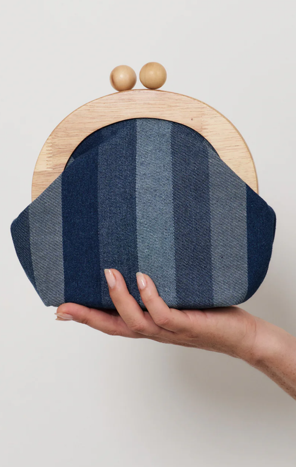 Wide Stripe Denim Timber Frame Clutch