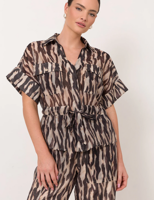 Adorne The Willow Zebra Print Top