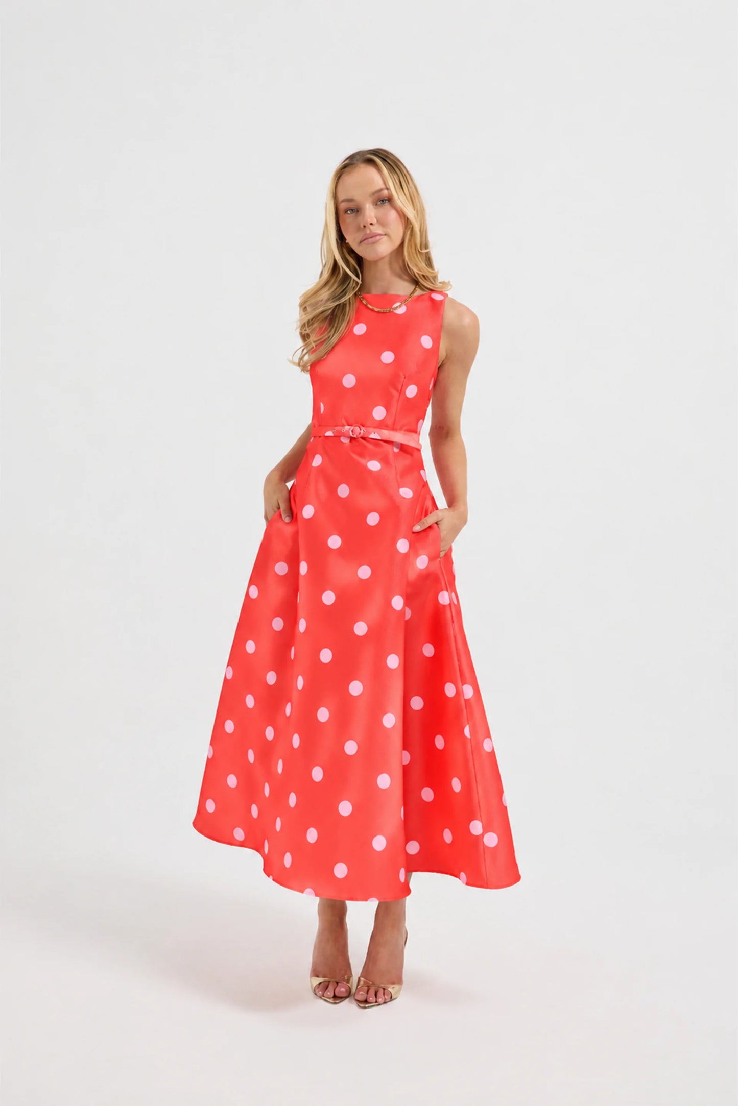 DOTTIE FLARED MIDI DRESS | PASDUCHAS