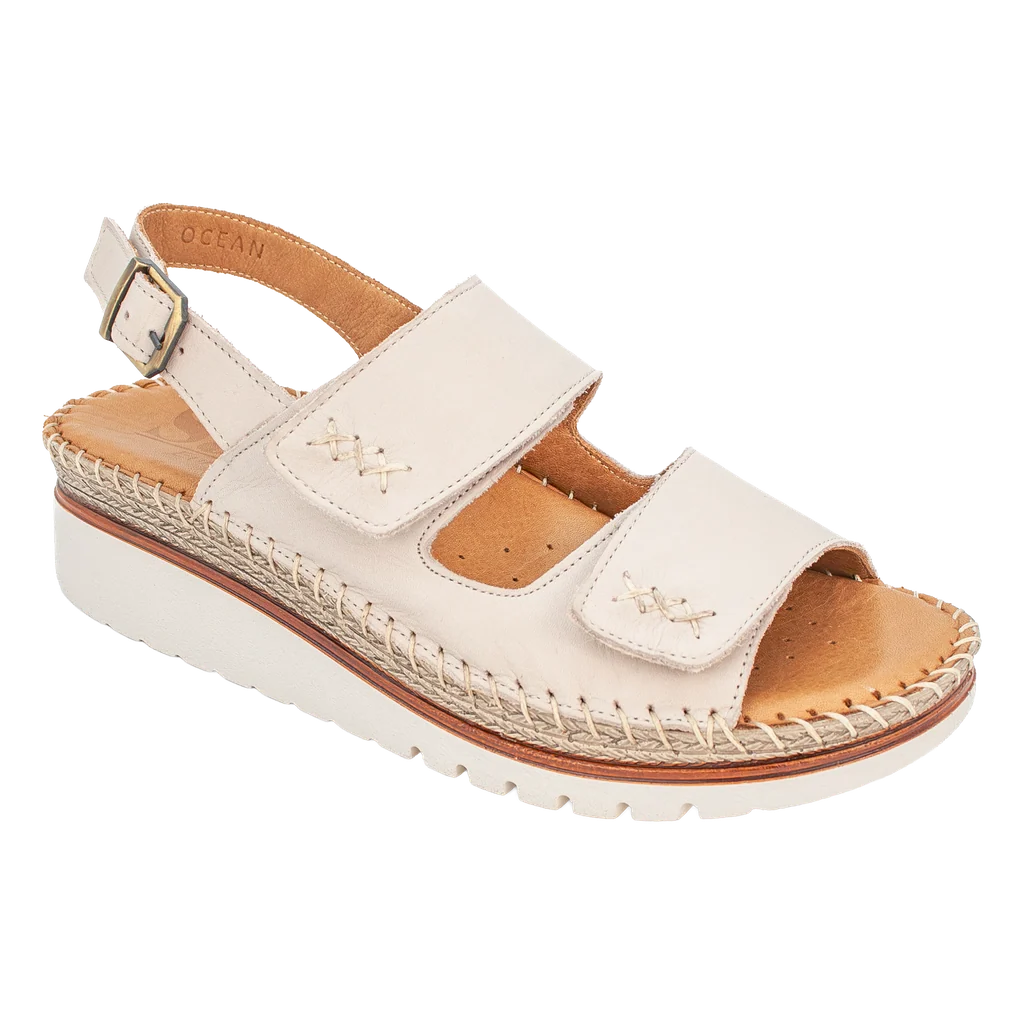 Sala Ocean Wedge Sandals in Silver Grey Leather