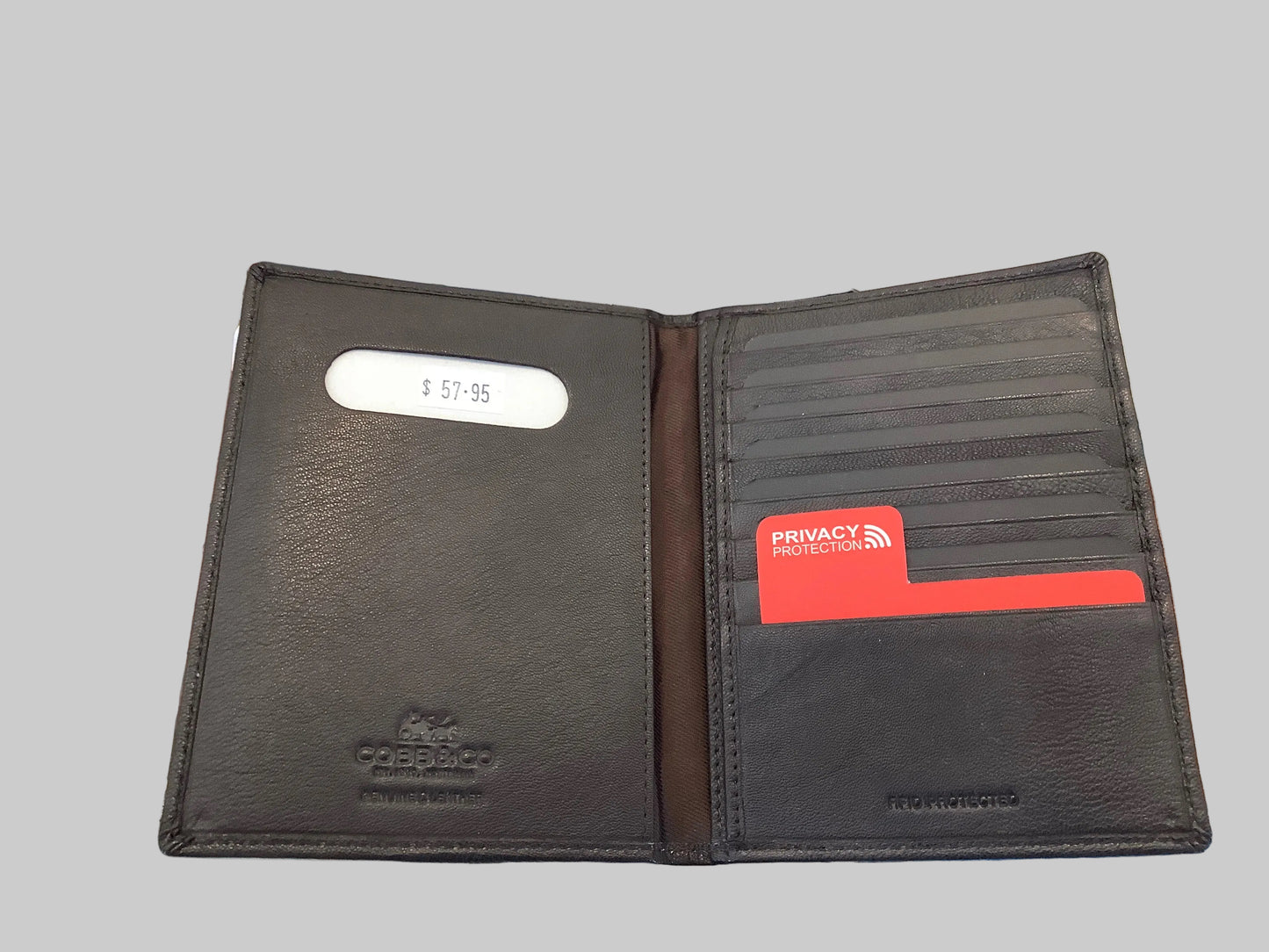 Cobb & Co Genuine Leather travel  8 card holder Choc wallet