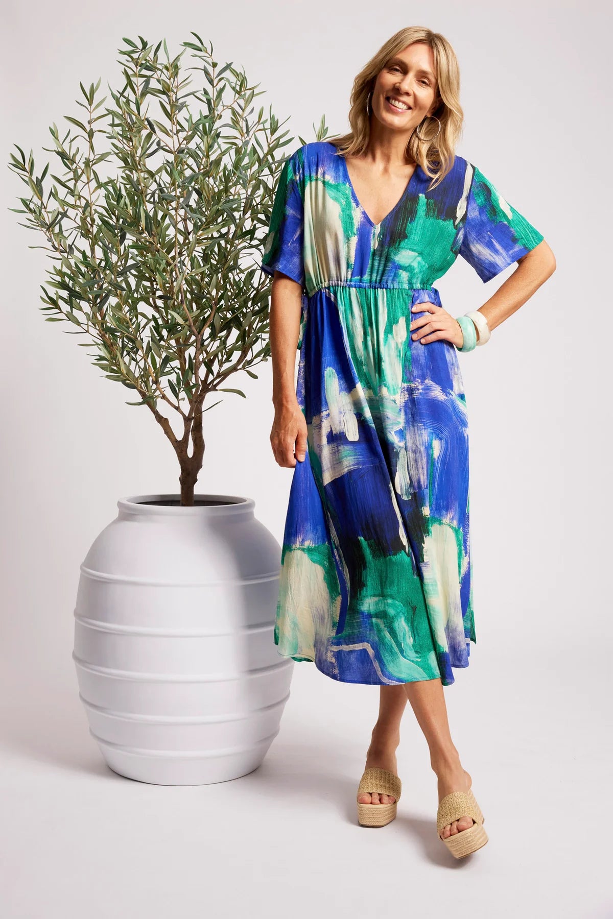 Eb + Eve Palmera Tie Maxi Dress in Seafoam