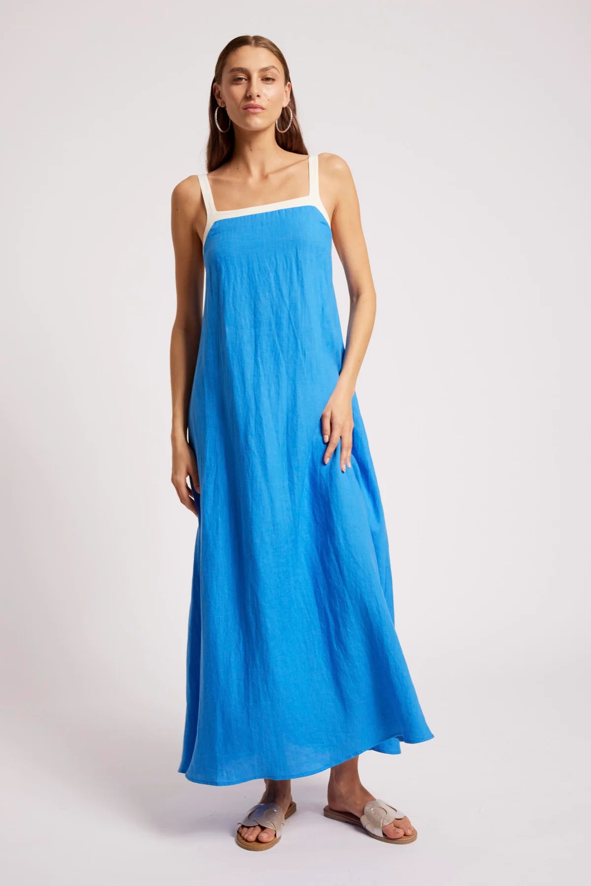 Eb + Eve Maris Splice Tank Maxi Dress in Marine & White