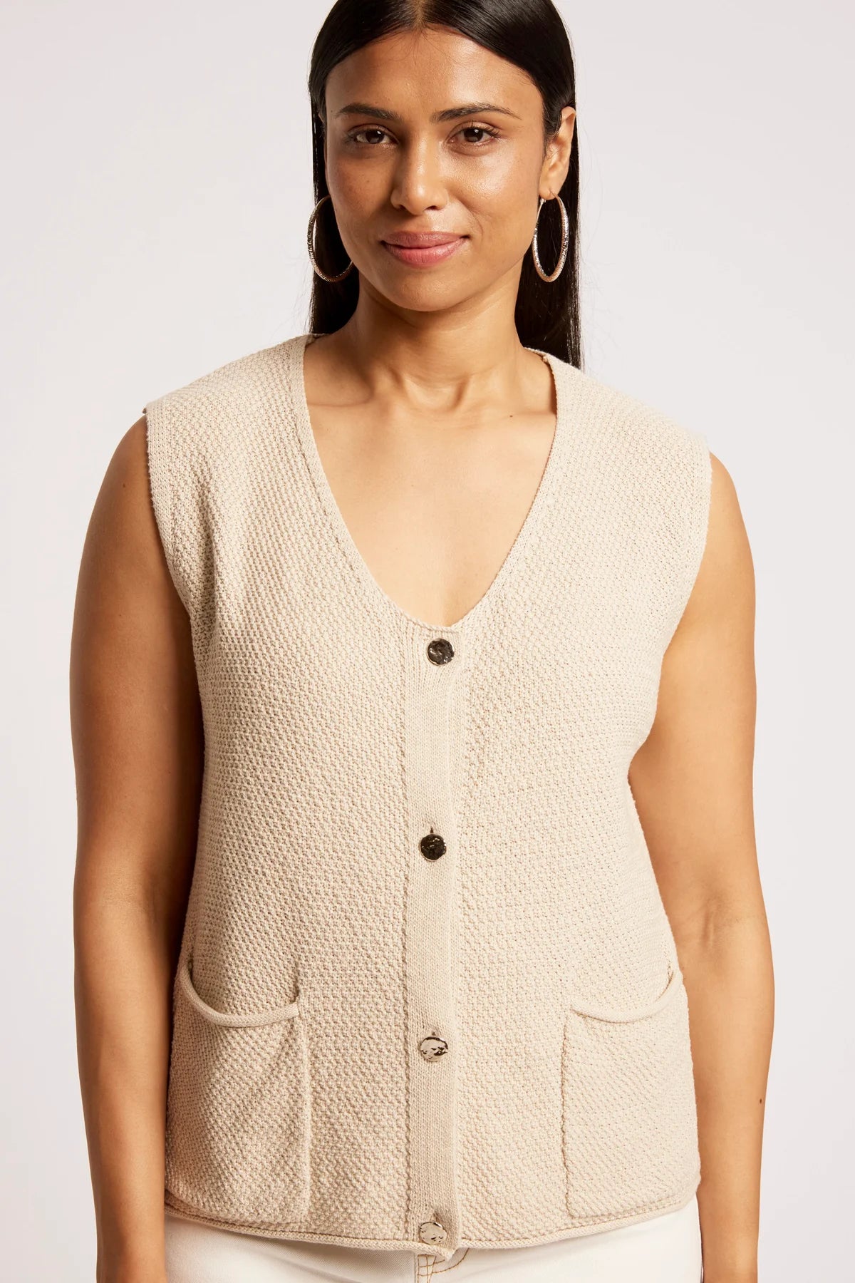 Eb + Eve Maris Knit Vest in Tusk