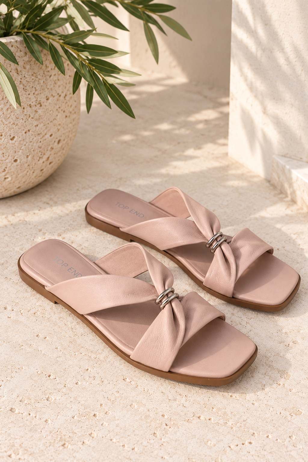 Top End Lalori Nude Leather Slides
