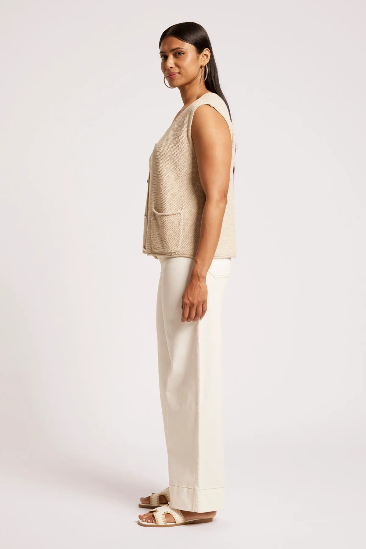 Eb + Eve Maris Knit Vest in Tusk