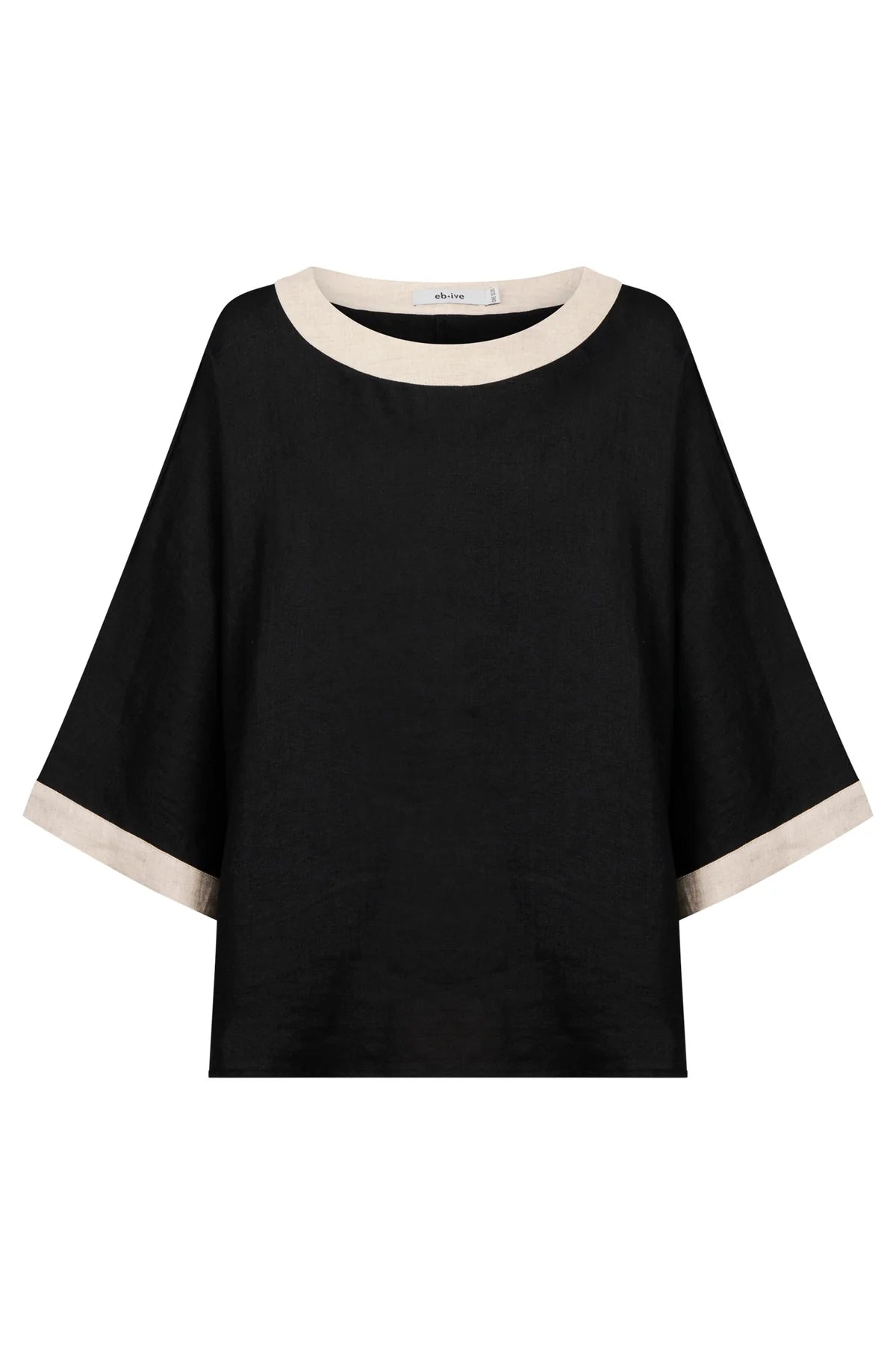 Eb + Eve Maris Relaxed Splice Top in Black & Tusk (ONE SIZE)