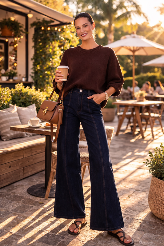 Adorne Brighton Oversized Chocolate Knit Top