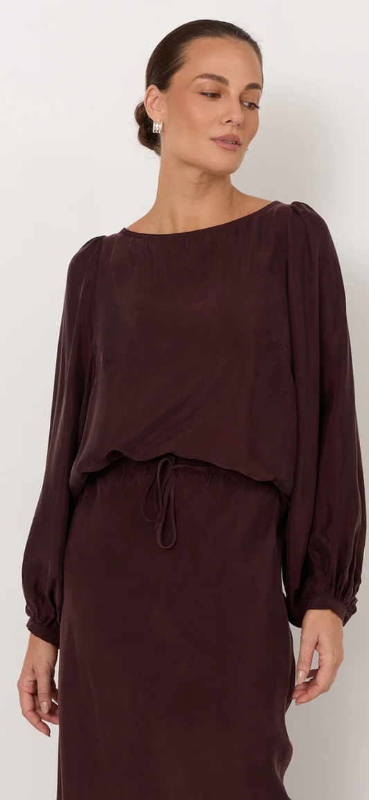 Adorne- Mae cupro plum skirt