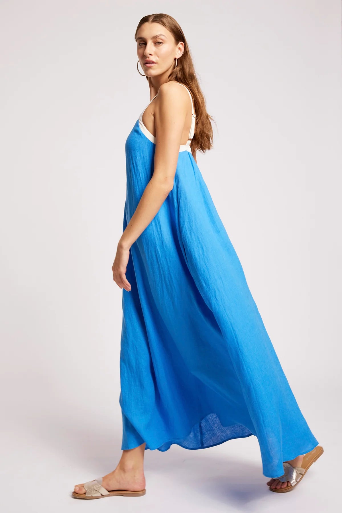 Eb + Eve Maris Splice Tank Maxi Dress in Marine & White
