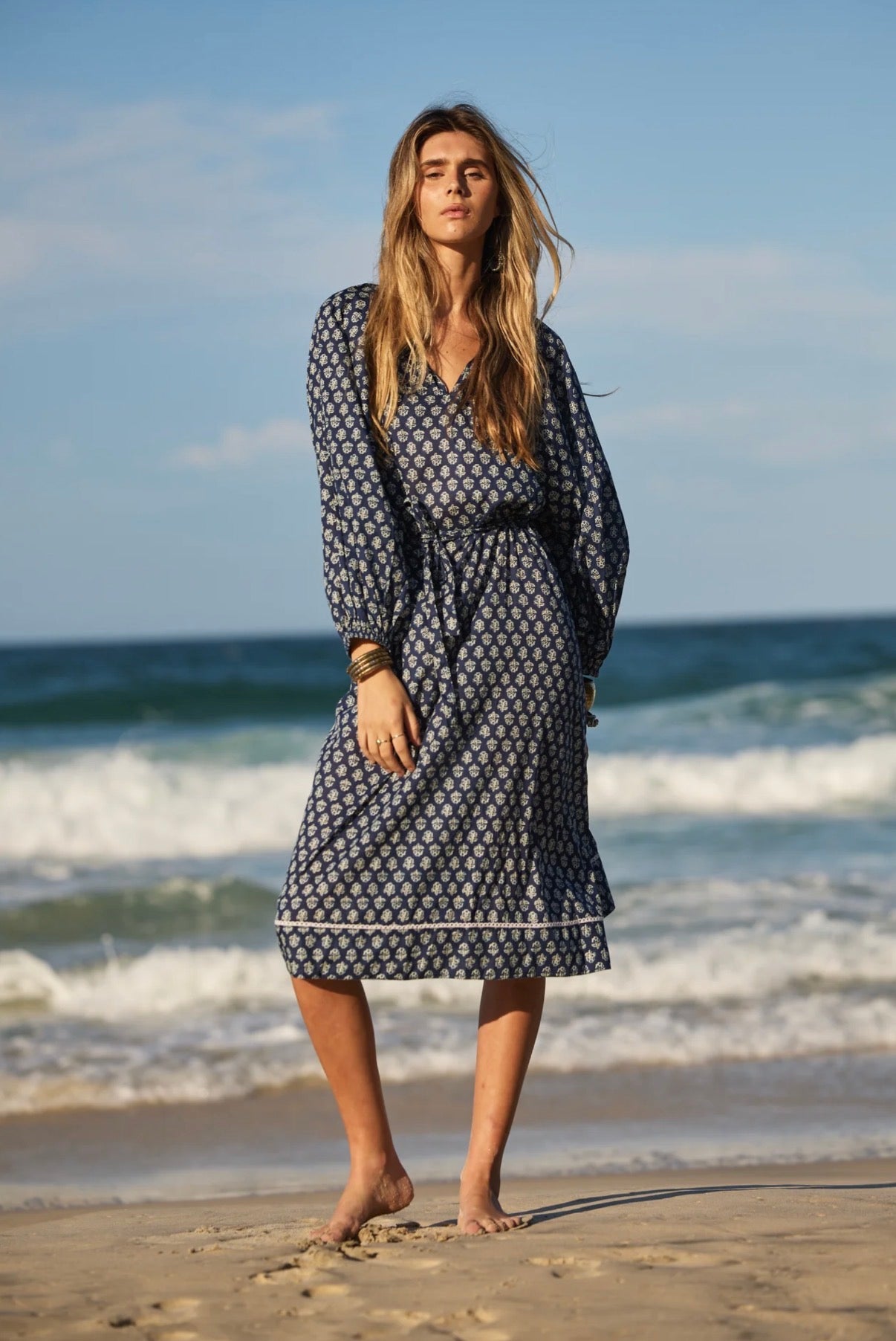 Naudic Amisha Inidigo Blue Midi Dress