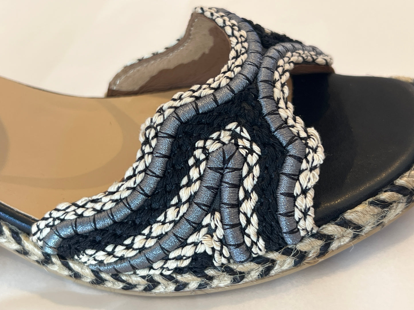 Gaimo Dane Raffia Heels in Natural & Blue