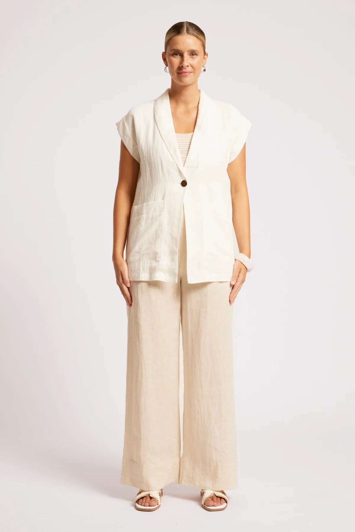 Eb + Eve Maris Blazer Vest in White