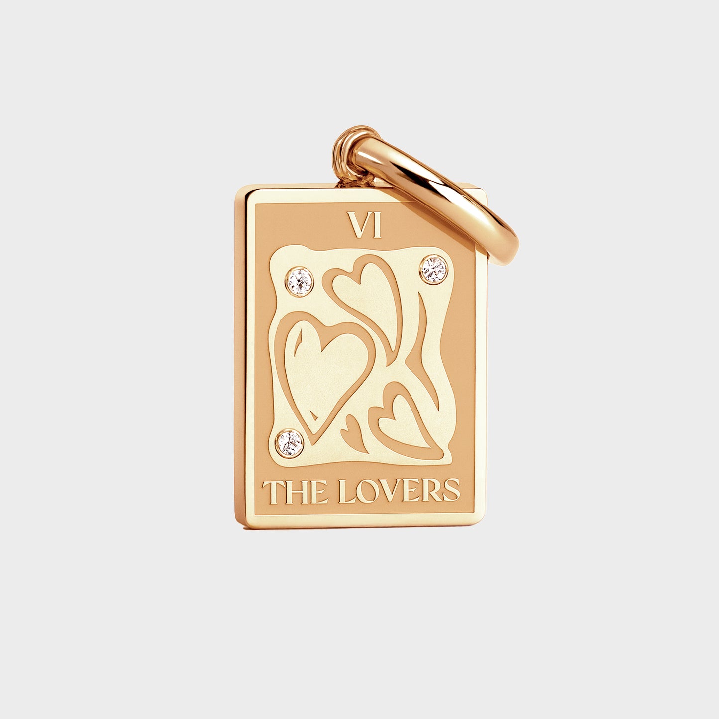 Coluri The Lovers Tarot Double Sided Gold Charm
