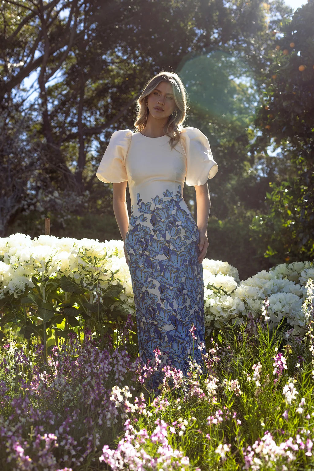 Pasduchas Lola Sleeve Midi Dress in Bluebell Floral