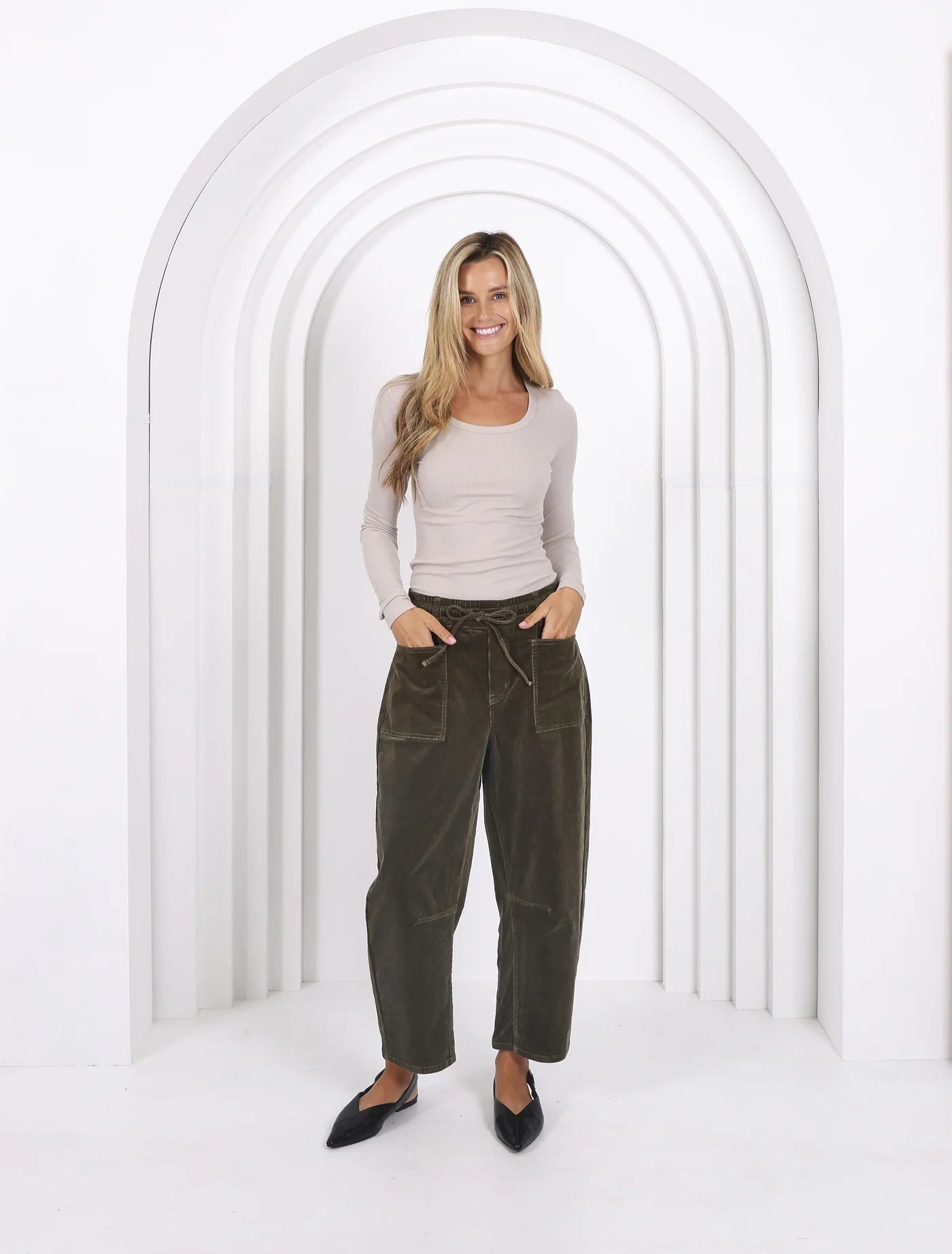 Forrest Green Leo Corduroy Barrel Pants by Monaco Jeans