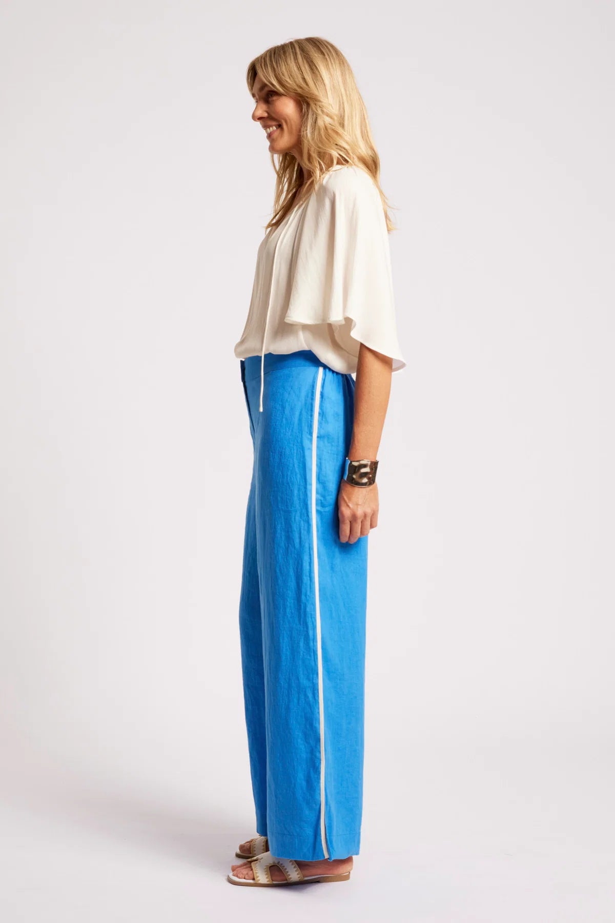 Eb + Eve Maris Splice Pant in Marine & White Duo