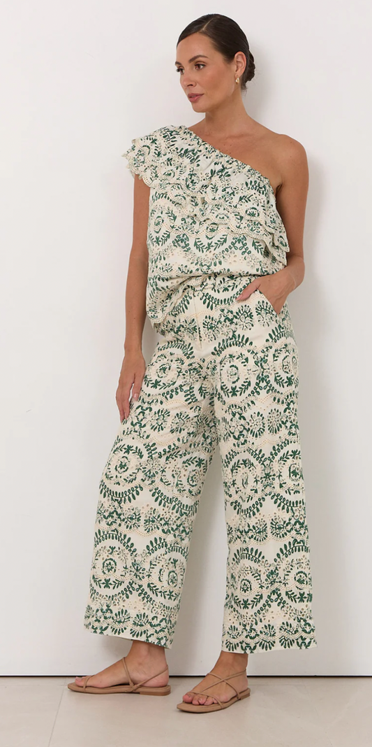 Adorne Agatha Embroidered Crop Pants