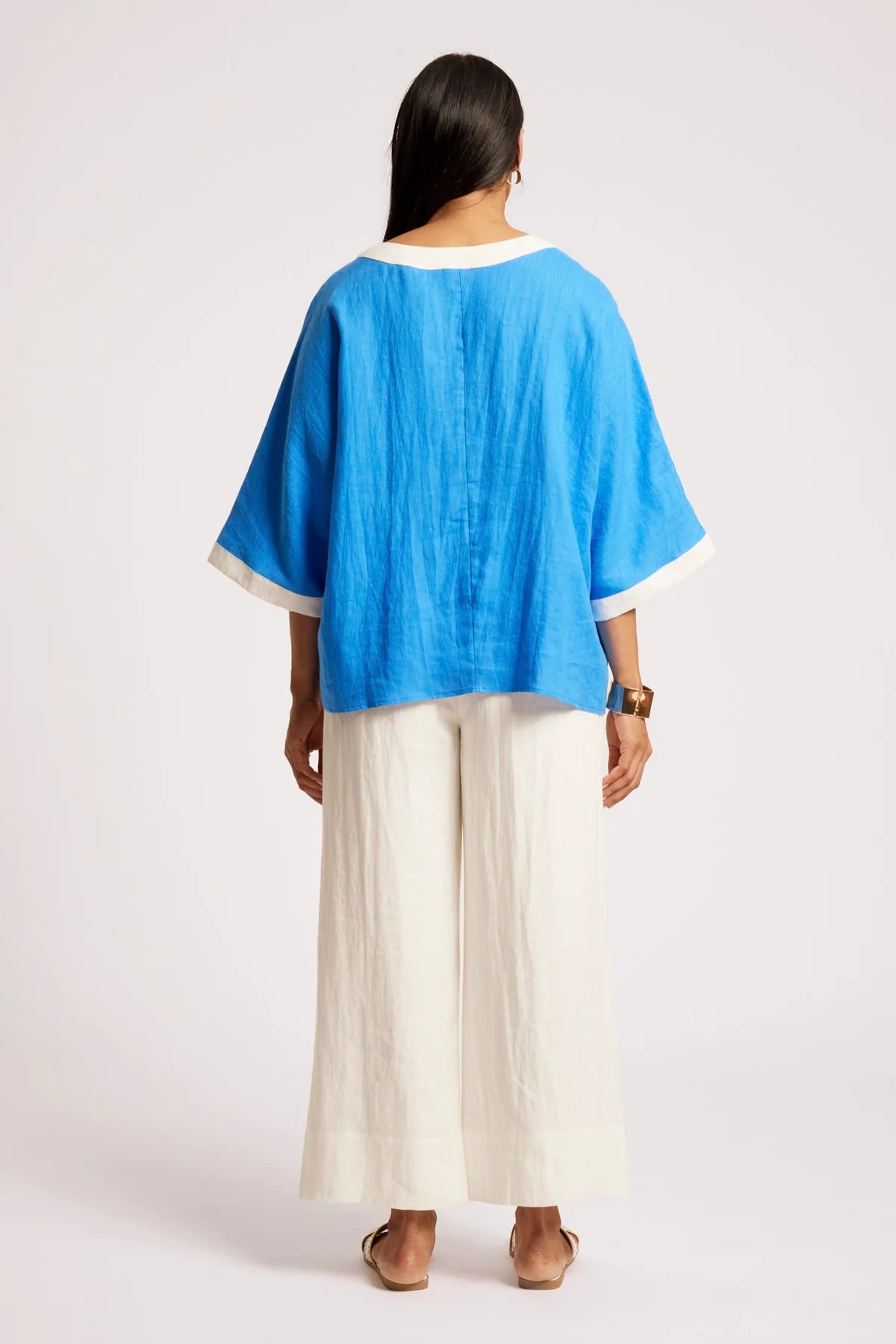 Eb + Eve Maris Relaxed Splice Top in Marine & White (ONE SIZE)