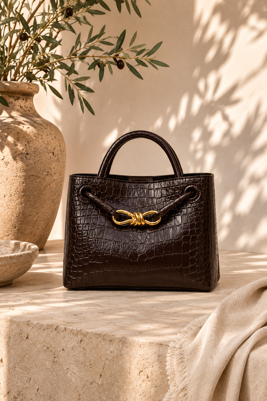 L'Ora D'Oro Chocolate Croc Mini Tote