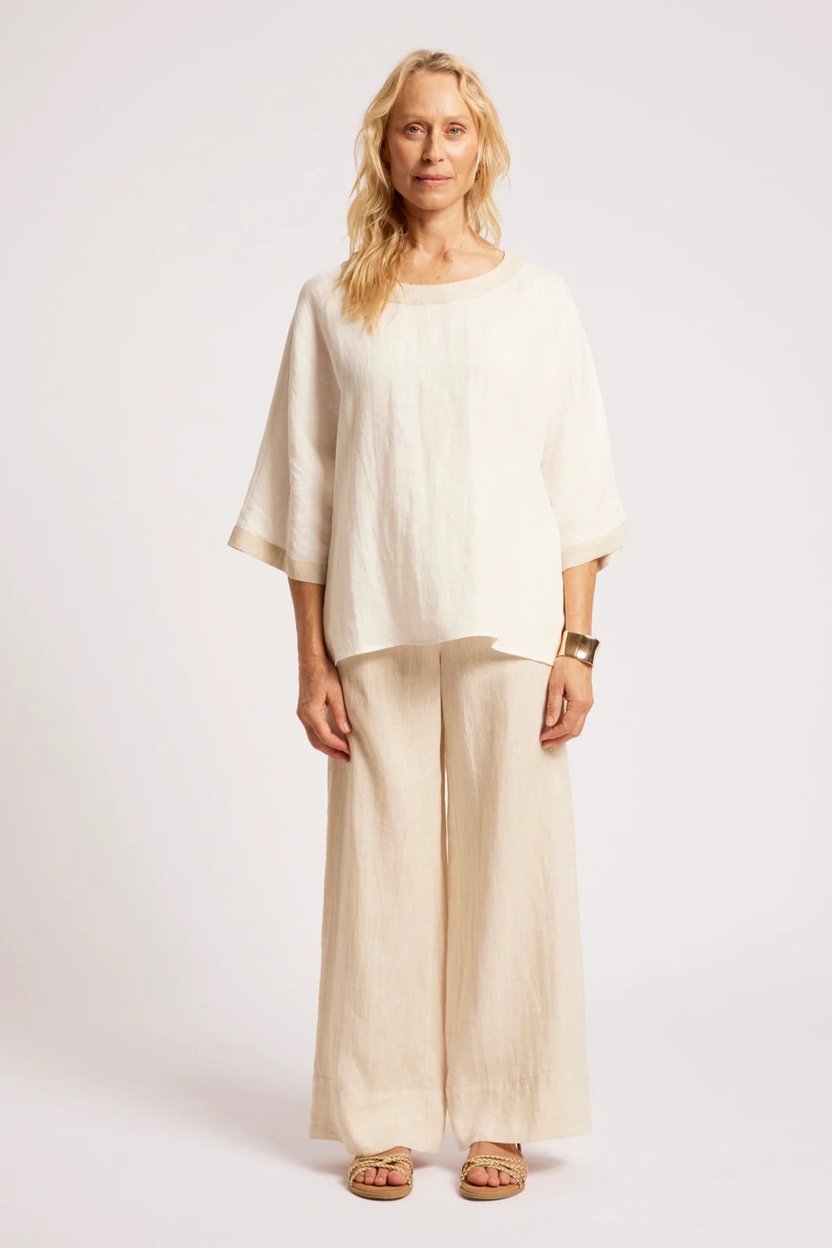 Eb + Eve Maris Relaxed Splice Top in White & Tusk (ONE SIZE)