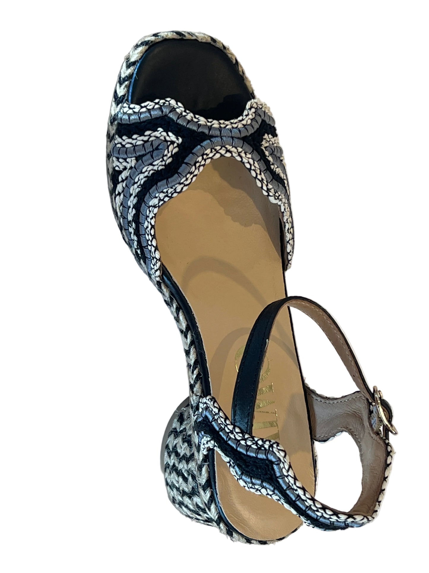 Gaimo Dane Raffia Heels in Natural & Blue