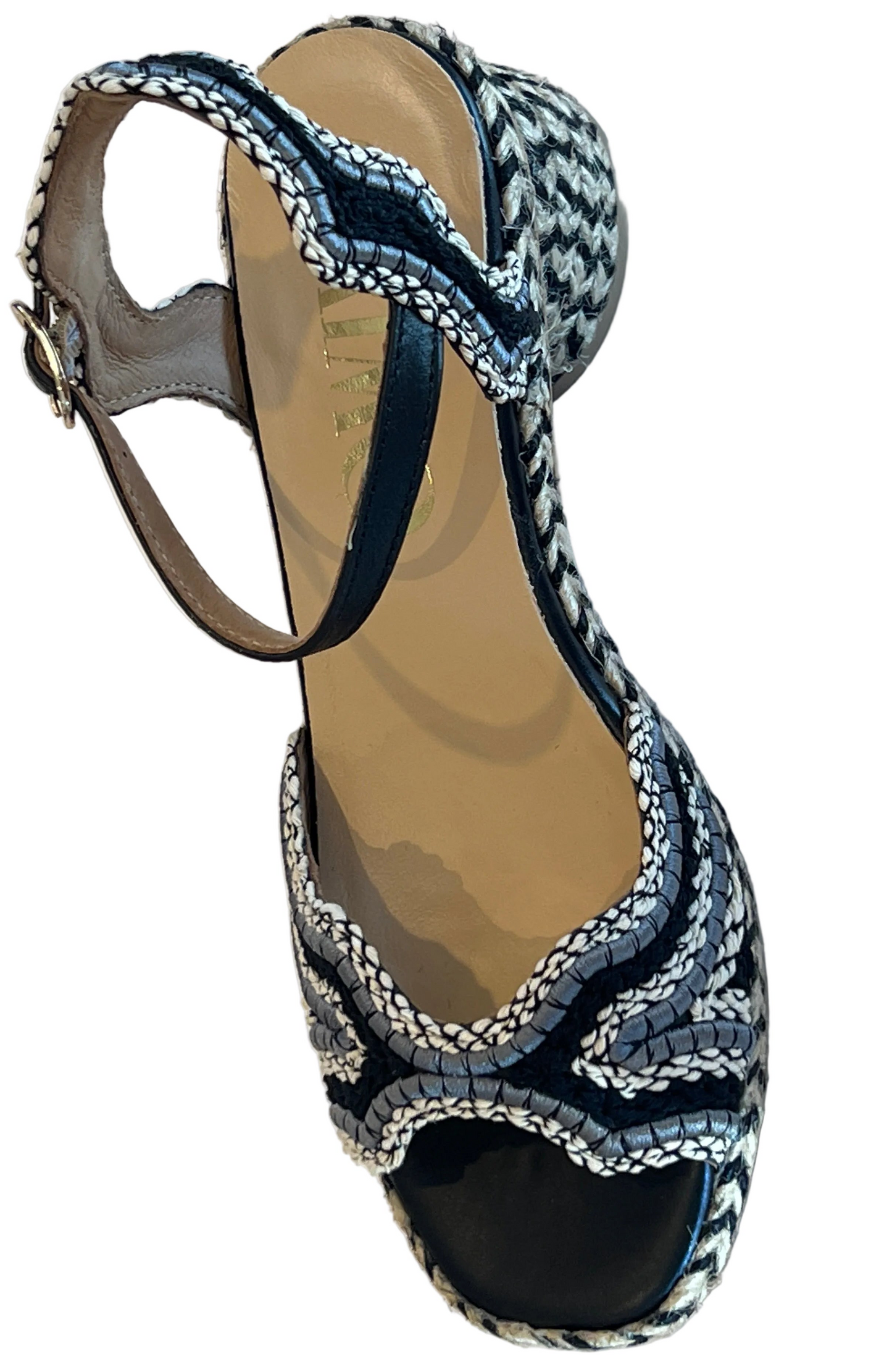 Gaimo Dane Raffia Heels in Natural & Blue