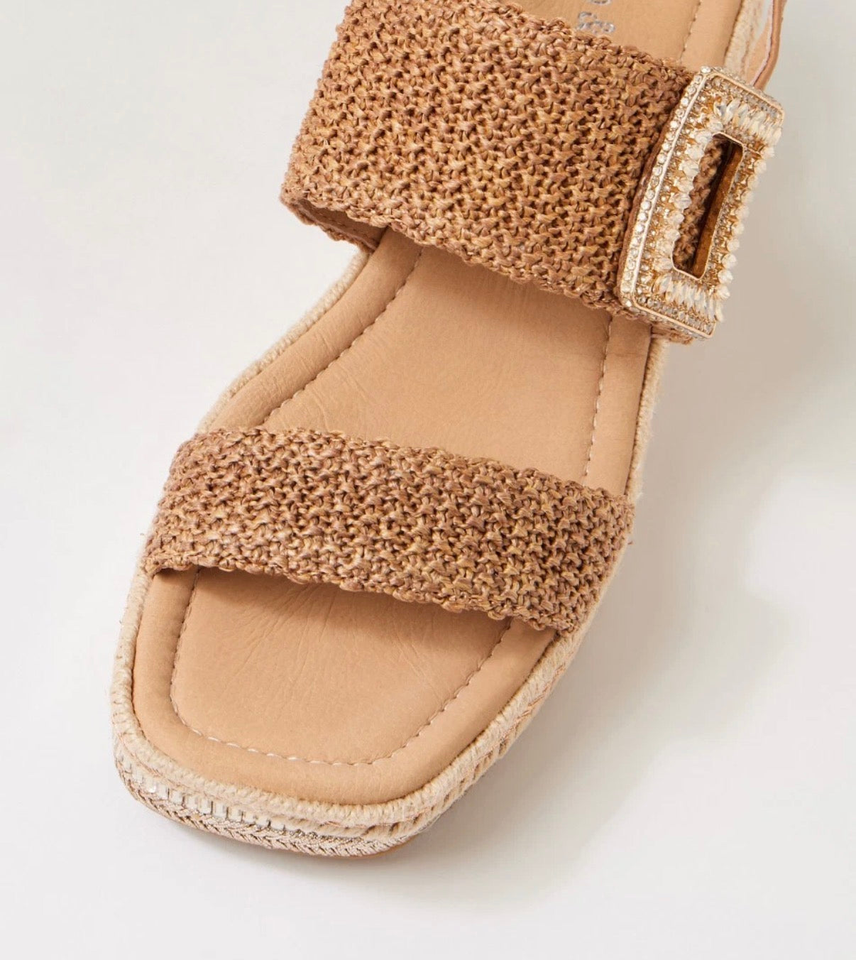 Django & Juliette Valdree Coffee Raffia Platform Wedge Sandals
