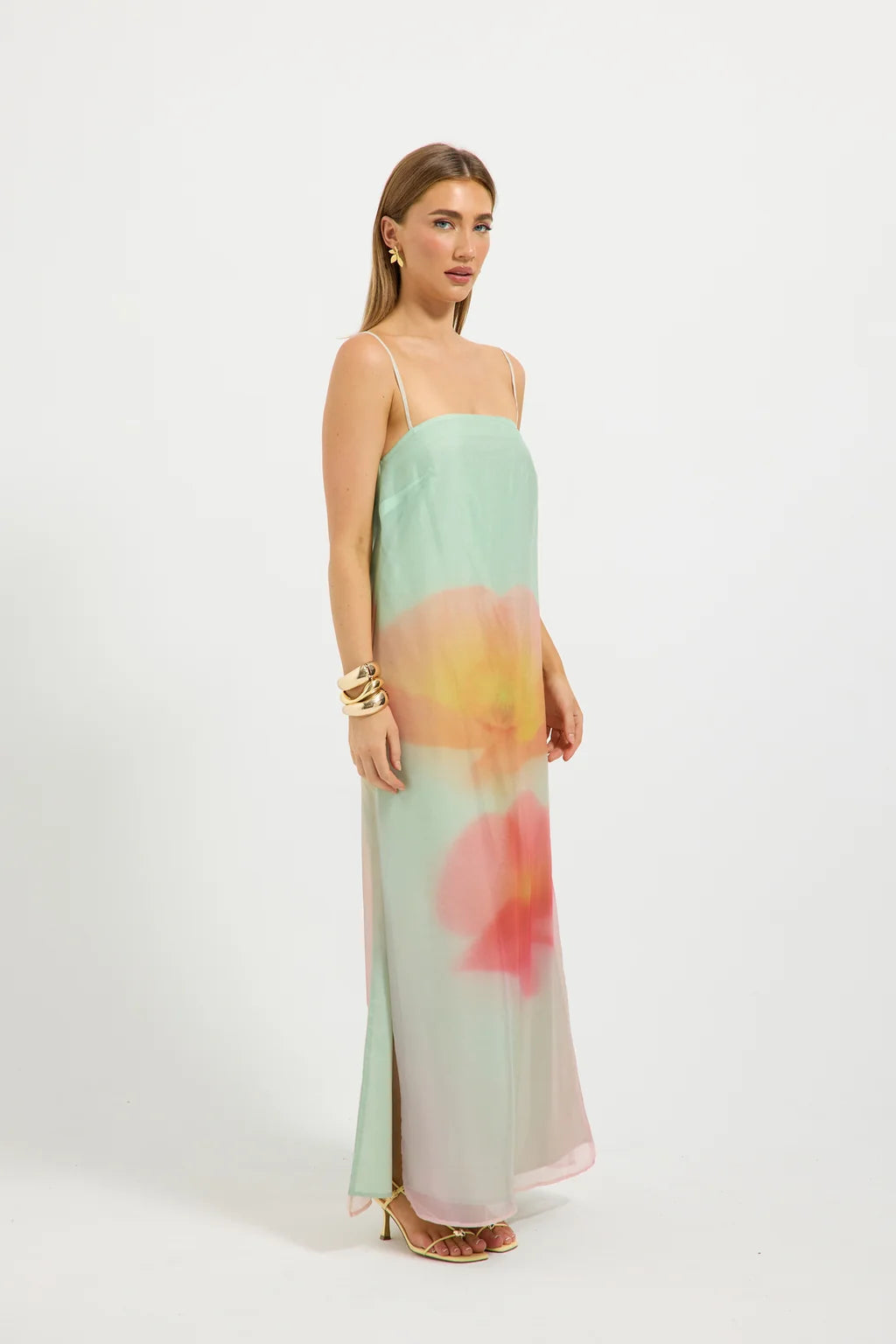 Pasduchas Delilah Column Maxi Dress in Mist Floral