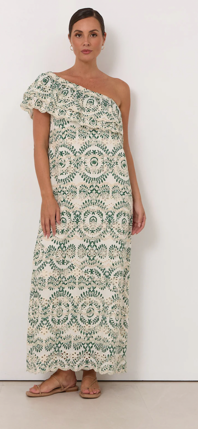 Adorne Pippa One Shoulder Embroidered Dress