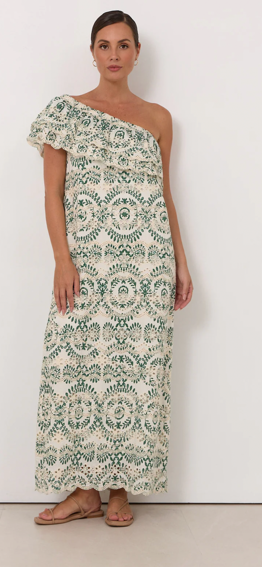 Adorne Pippa One Shoulder Embroidered Dress
