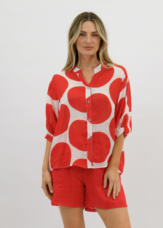 Worthier Coco Red Spot Button Shirt