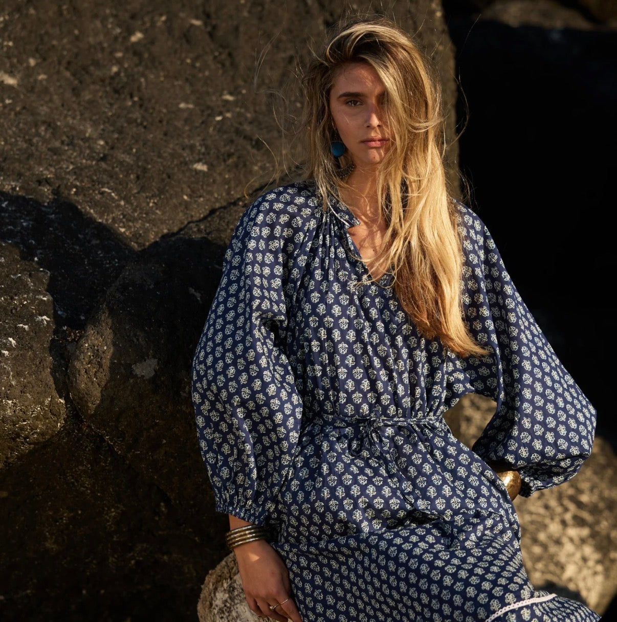 Naudic Amisha Inidigo Blue Midi Dress