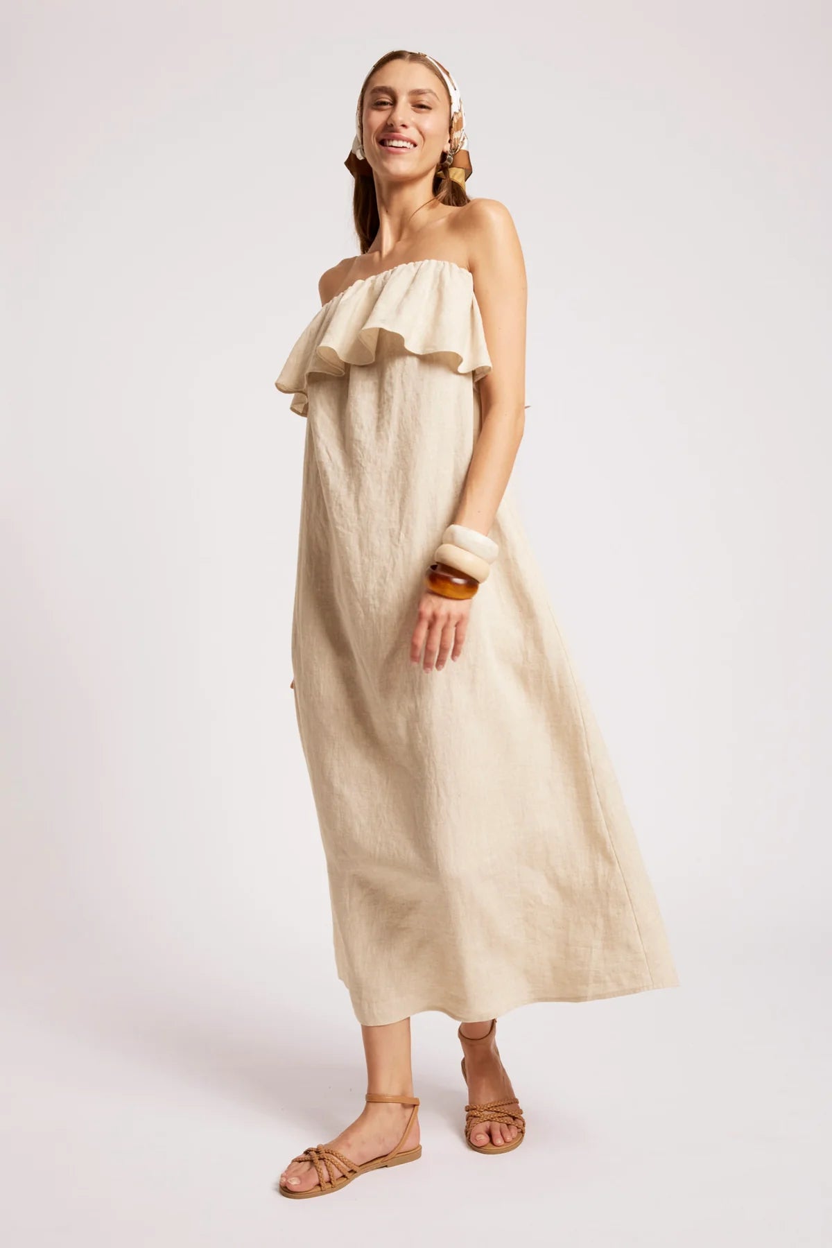 Eb + Eve Maris Strapless Dress in Tusk