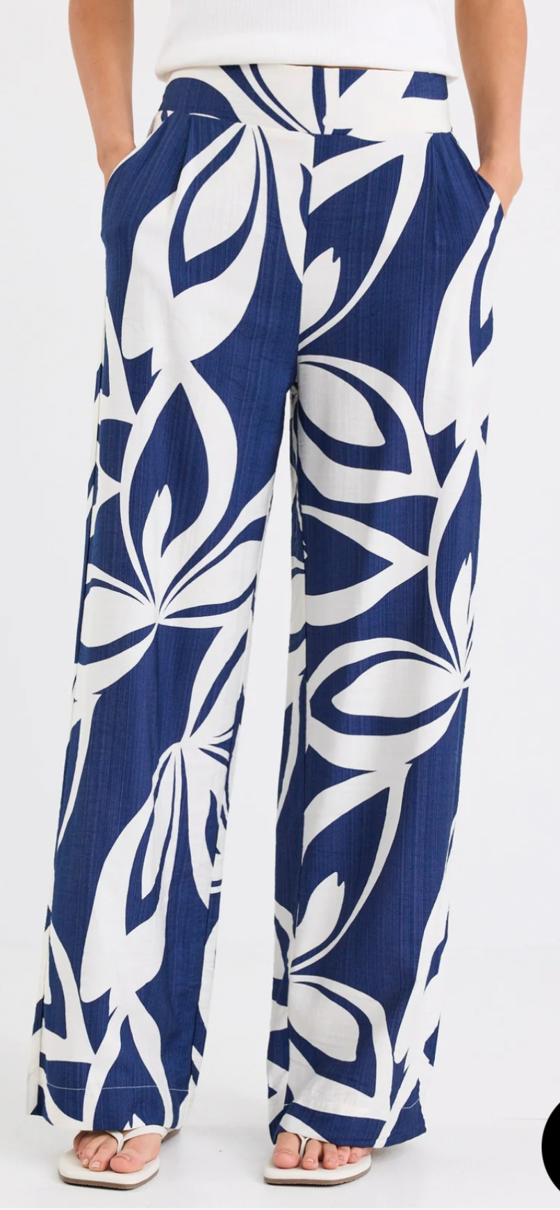 Metropolitan Navy Cutout Print Wide Leg Pants