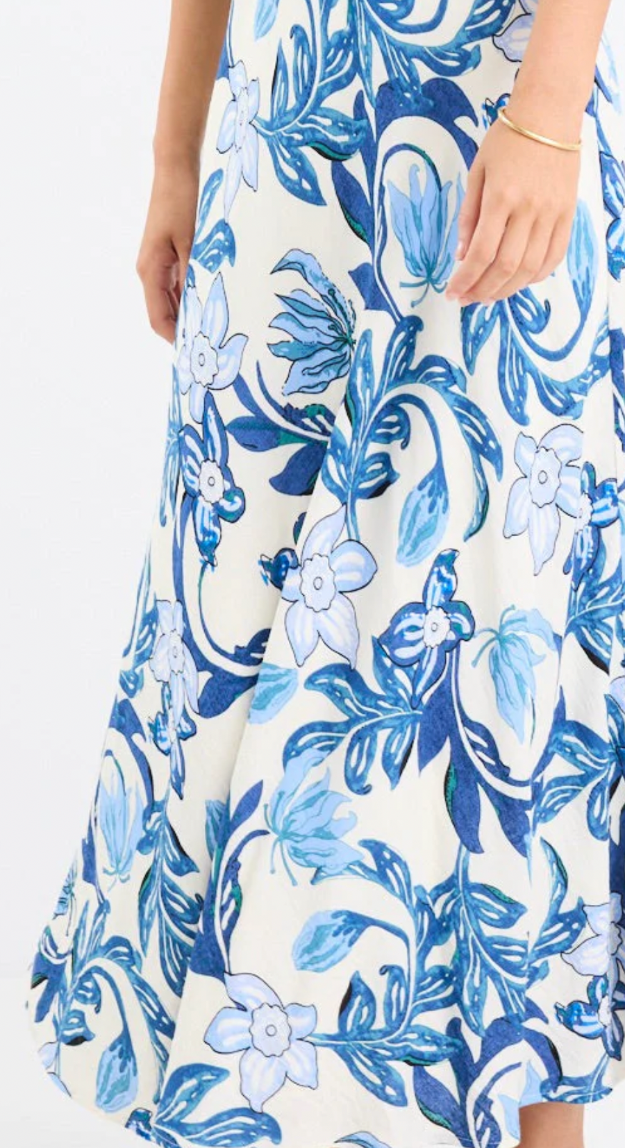 Stories Be Told  - Stage Blue Floral Puff Sleeve Floaty Maxi Dress